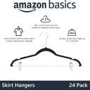 Amazon Basics Velvet Non-Slip Skirt Clothes Hangers with Clips, 360 Degree Rotatable Hook, Organize Pants and Skirts, Black/Silver, 24-Pack