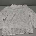 Women's Long Sleeve Floral Lace Top Sexy See Through High Neck Slim Fitted T Shirt Y2k Going Out Sheer Blouse, L