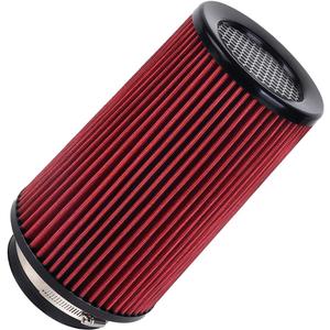 4-Inch Cold Air Intake Filter - Washable, High Performance, 3" or 3-1/2" or 4" Clamp-On Filter Height: 9 In Replacement Cone Air Filter Universal 3 Sizes in 1 (Red)