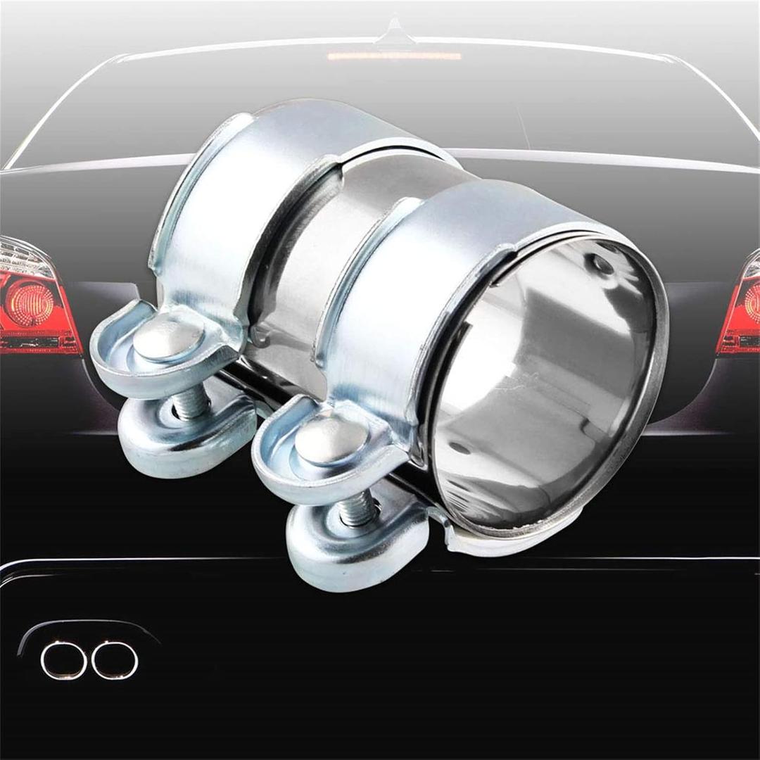 RULLINE 2 inch Hardware Exhaust Clamp, Lap Joint+Bolts Band Flanges Clamp Stainless Steel Universal Compatible with Muffler Downpipe Catback Pipe Connector
