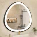 S'bagno 24 Inch LED-Bathroom-Mirror-with-Black-Frame, Lighted-Bathroom-Mirror-Brightness-Dimmable, Anti-Fog, 3 Lights Colors, Wall-Mounted-LED-Mirror-for-Bathroom with Smart Touch Button