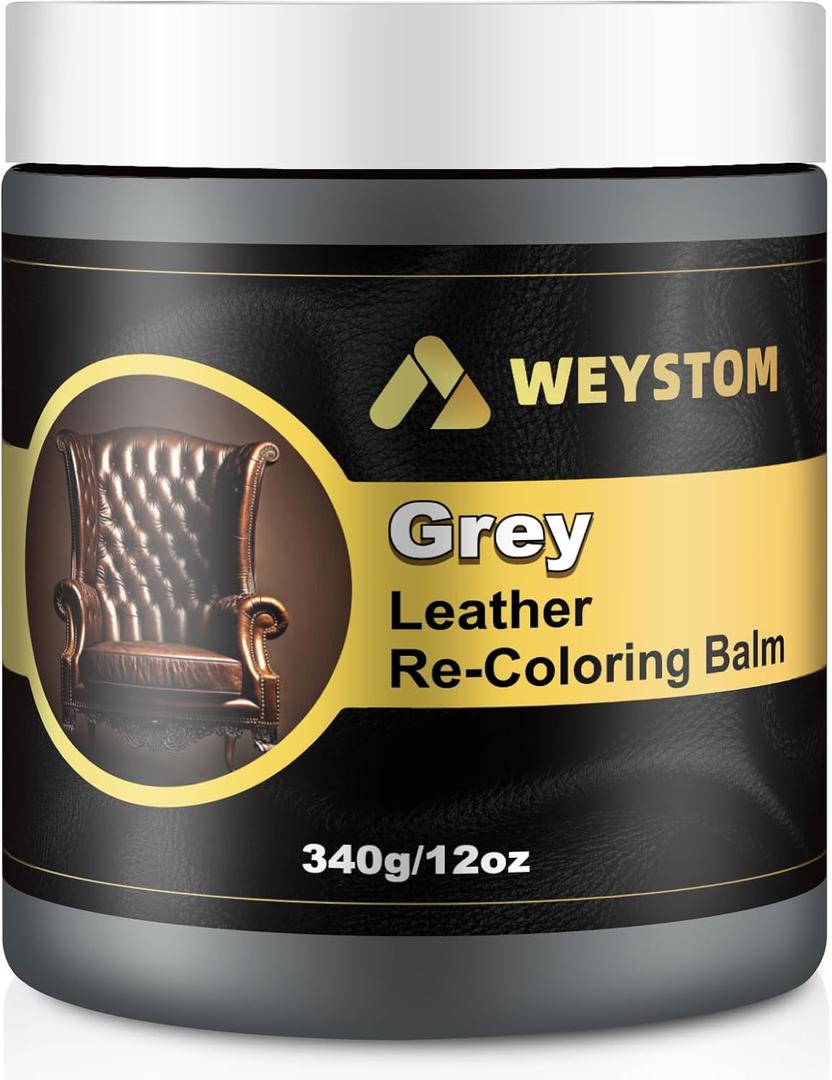 Leather Recoloring Balm-Leather Repair Kit for Restore Couches, Car Seats, Clothing, Restore The Color to Scratched and Faded (Grey)