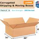 Large Shipping & Moving Boxes 20 x 14 x 6 inches (5-Pack) - Extra Strength 200 lb vs Regular - USA-Made Corrugated Durable Large Moving Boxes - Shipping Box for USPS - Packing Box by IDL Packaging