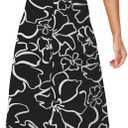 ROYLAMP Women's Summer 2 Piece Outfits Round Neck Crop Basic Top Cropped Wide Leg Pants Set Jumpsuits Black Floral M