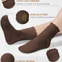 5 Pairs Pilates Socks with Grips for Women, Non Slip Cotton Ruffle Yoga Socks for Barre Workout Hospital