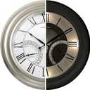 24 Inch Outdoor Clocks Waterproof, Self-Illuminated Large Outdoor Clock with Thermometer and Hygrometer Combo for Patio,Pool and Garden Decor,Roman Numeral,Morning Silver
