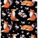 Fox Blanket Cherry Blossom Blanket Cozy Soft Lightweight Flannel Throw Fox Cherry Blossom Decor Gifts for Girls 40"x50"