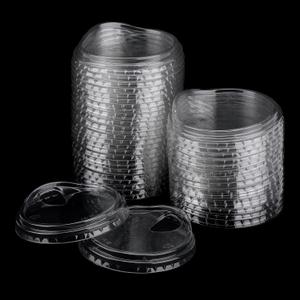50 Pcs Clear Strawless Plastic Lids, 98mm/3.85inch PET Sip Lids for 12, 16, 20 and 24 oz Cups, Disposable Transparent Sipper Cup Lids for Iced Coffee Milkshake Party Supplies