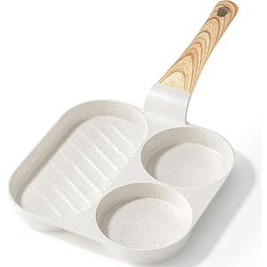 GiPP Ceramic Non Stick Egg Pan, 3In1 Divided Breakfast Omelette Frying Pan, 7.9" with HeatResistant Handle, Compatible with All Stove Tops, PFOA/POFS/PTFE Free, White GiPP Ceramic Non Stick Egg Pan, 3In1 Divided Breakfast Omelette Frying Pan, 7.9" with HeatResistant Handle, Compatible with All Stove Tops, PFOA/POFS/PTFE Free, White