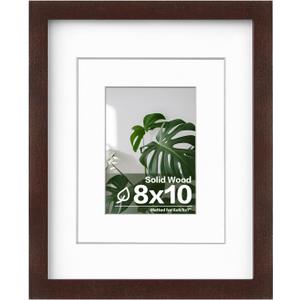 Egofine 8x10 Picture Frame Made of Solid Wood with Plexiglass, Display Pictures 4x6/5x7 with Mat or 8x10 Without Mat for Tabletop and Wall Mounting, Walnut Color Egofine 8x10 Picture Frame Made of Solid Wood with Plexiglass, Display Pictures 4x6/5x7 with Mat or 8x10 Without Mat for Tabletop and Wall Mounting, Walnut Color