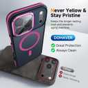 Magnetic 3 in 1 for iPhone 17 Pro Max Case, [Omni-Directional Protection] with 1x Screen Protector + 1x Camera Cover, [Seamless Work with Magsafe] Protective Silm Case for iPhone 17 Pro Max Hot Pink