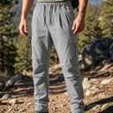 Men's Hiking Cargo Pants Casual Workout Joggers with Pockets (Grey, Large)