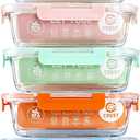 C CREST [5-Pack] Glass Lunch Box, Meal Prep Glass Containers with Lids, Glass Food Storage Containers, 34 OZ (Mixed Color, 5 Pack 34oz)