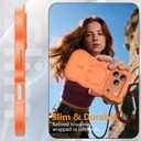 3 in 1 Magnetic for iPhone 17 Pro Max Case for Women Girls,1X Screen Protector+1X Camera Lens Protector,Compatible with MagSafe,Translucent Matte,Cute Cat-ear Wavy Phone Case,6.9",Bright Orange