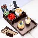 Sofa Insert Tray for Middle Seat,Bamboo Couch Table with 2 Cup Holders,Fits Armless Sofa & Sectionals,Fold-Flat Tray for Drinks,Snacks & Remotes,Brown