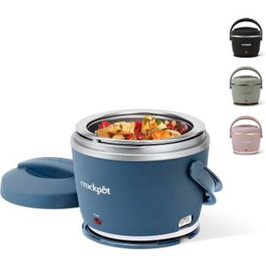 Crock-Pot 20oz Portable Electric Food Warmer, Personal Lunch Box Keeps Food Spill-Free & Warm, Ideal for Travel, Work, School, Car, On-the-Go, Dishwasher-Safe, Giftable, Faded Blue