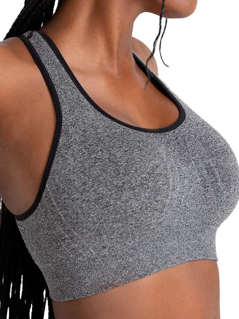 SHAPERMINT Sports Bras for Women - Workout Bras for Women, Plus Size Sports Bra, Workout Tops for Women High Support (Large, Heather Gray)