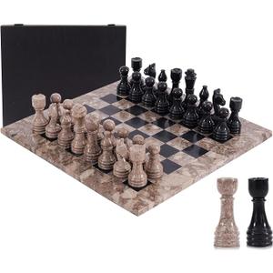 Marble Range Luxury Marble Chess Sets for Adults 15" Large Board Game
Oceanic & Black Handcrafted Stone Marble Chess Board, 2 Extra Queens, 32 Chess Pieces, Storage Box, Elegant Gift
