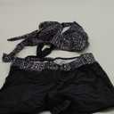 Zando Women's Two Piece Halter Swimsuit Athletic Push Up Bikini Set Swimwear with Boyshorts Sporty V Neck Bathing Suit L