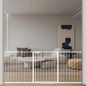 WAOWAO Triple Lock Baby Gate Extra Wide 72.04-76.77" Pressure Mounted Walk Through Swing Auto Close Safety White Metal Dog Pet Puppy for Stairs,Doorways,Kitchen