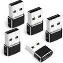 3 x USB C Female to USB Male Adapter, 5-Pack, Type C to USB A Charger Converter for iPhone 16 15 14 13 12 11 Plus Pro Max, Samsung Galaxy S24 S23 S22 Ultra, A-pple iWatch Watch Series 7 8, AirPods, iPad