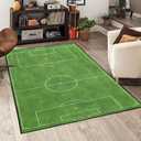 Soccer Printed Area Rug Football Field Patterned Carpet Sport Game Non-Slip Floor Mat for Living Room Bedroom Playroom Decor Gift for Football Lovers 36X24 Inch