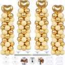 4 Sets Balloon Column Stand Kit, 7 Feet Height Adjustable Balloon Tower Pillar with Reusable Metal Telescopic Design for Graduation, Wedding, Baby Shower, Birthday Party Decoration