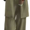 PRETTYGARDEN Women's Fall Two Piece Outfits Dressy Blazer Jacket and Wide Leg Pants Pockets Business Casual Office Suit Sets (Medium, Army Green)