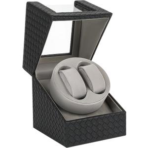 WUGE Watch Winder with Japanese Motor  Silent Adjustable Rotation, Premium PU Leather Dual Automatic Watch Winder, Soft Interior,Luxurious Display Case for Automatic Watches