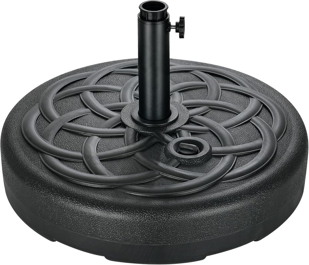 FLAME&SHADE Patio Umbrella Base Stand - 112 lbs 22" Fillable Outdoor Umbrella Base, Water Filled Heavy Duty Base for Table Market Umbrella Holder, Garden, Backyard, Pool, Beach(Black)