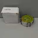 Coaster for Drinks Set of 6, Vintage Flower Absorbing Round Ceramic Stone Coaster with Cork Base,Tabletop Protection Mat for Mugs and Cups,Coffee Table Wine Glass Home Bar 4 Inch