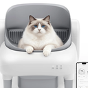 Cumrige Self Cleaning Litter Box,Open Top Automatic Litter Box with App Control for Multiple Cats, Safety Sensors Protection, Odor Control Includes 2 roll Liners,Large Waste Bin