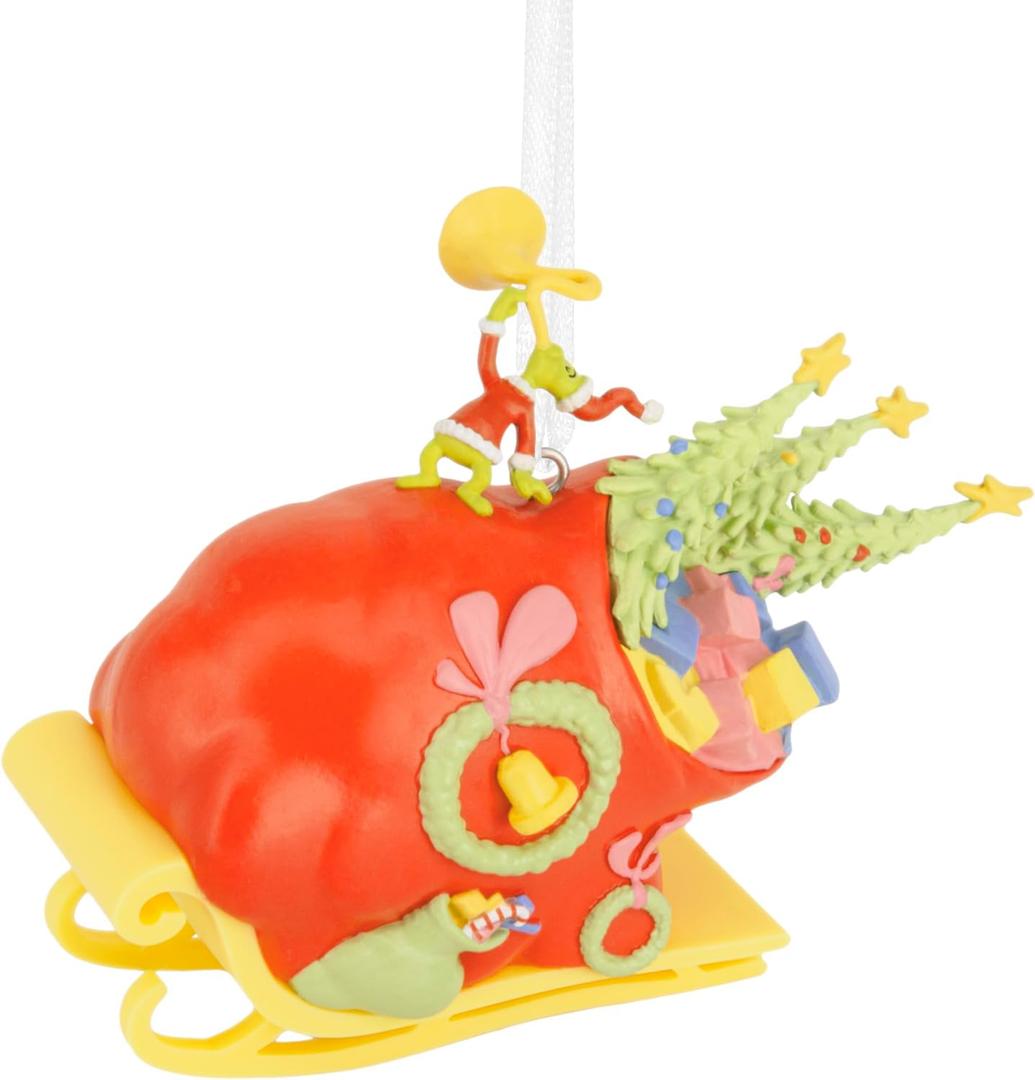 Hallmark Christmas Ornament, Dr. Seuss's How the Grinch Stole Christmas! Grinch on Sleigh Ornament, Christmas Movie Gifts