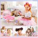 Little Princess Toddler Vanity Set, Portable Makeup Kits with Lights and Music & Real Mirror & Multiple Accessories, Best Birthday Christmas Festival Gift for Girls 3-7 Year Old Toddlers 1-3