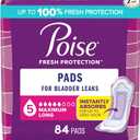 Poise Incontinence Pads for Women, 5 Drop, Long, 84 ct