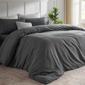 STWIENER Oversized King Plus Duvet Cover 120"x132", Only One Piece Extra Large Ultra Soft Microfiber Grey Duvet Cover for All Season - Zipper Closure & 8 Corner Ties(Grey, Alaskan King 120x132 inches)