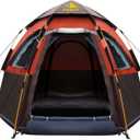 Camping Tent with Instant Setup, 2/3 Person Weatherproof Tent Easy Quick Set Up in 60 Seconds with Rainfly Backpack Tent for Family Camping & Hiking, Upgraded Ventilation,Center Height 66-inch (Brick 4 windows)