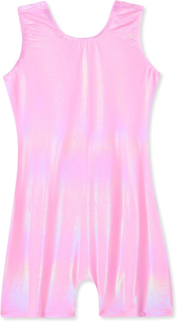 Domusgo Gymnastics Leotards for Girls Sparkly One Piece Sleeveless Tumbling Unitards, 110