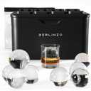 Berlinzo Premium Clear Ice Ball Maker Mold - 8 Large 2.4" Crystal Clear Ice Balls for Whiskey, Cocktails & Bourbon - Easy-to-Remove Mold for Ice Spheres - XL Storage Bag Included (Non-Electric), 3.8 X 5.3 X 5.8 Inches