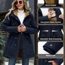 Yusongirl Parka Jacket Women Waterproof Fleece Lined Hooded Warm Winter Coat with Pockets for Daily Commute & Outdoor (Navy Blue,Medium)