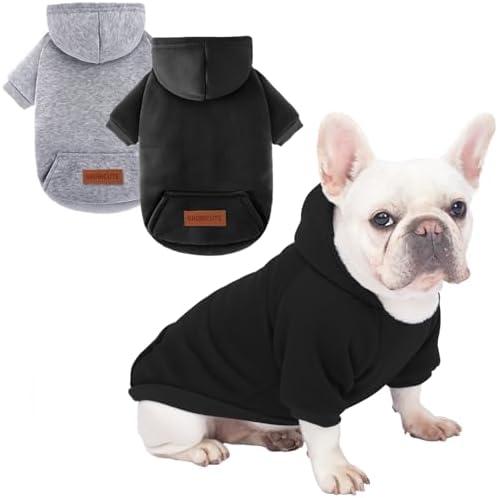 2 Pack Dog Hoodie Warm Hood Dog Sweater Cold Weather Small Dogs Sweatshirt Comfort Pet Clothes for Small Medium Dogs with Pockets Cats Chihuahua Clothes for Male Female Girl Boy Sporty Daily Wears XL