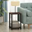 Furinno Turn-N-Tube End Table Corner Shelves, Set of 2, Dark Cherry/Black