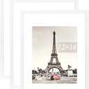 kennethan 12x16 Picture Frame White 3 Pcs in 1 set 12x16 Frame can Display 8.5x11 inch Picture with Mat or 12x16 inch Picture Without Mat on the Wall