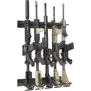 Gun Rack for Wall, 5 Slot Gun Wall Mount, Heavy Duty Steel Indoor-Gun-Racks Securely Hold Shotguns Rifles Rack Display Stand, Black