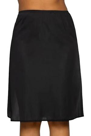 Vanity Fair Women's Anti-Static Nylon Half Slip for Under Dresses, 24 inch, Single Slit-Black Lace, Size Large