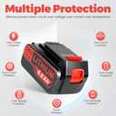 20v Lithium Battery Replacement for Black and Decker 6.0Ah Battery 2Pack with 1 Charger Combo Compatible with LBXR20 LBXR20B LBXR20-OPE LBXR2020 LBXR20 LB20 LBX20 LB2X4020 Cordless Power Tool