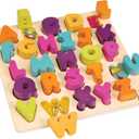 B. toys Alpha B. Tical Wooden Alphabet Puzzle 26 Letter Pieces Chunky Wooden Puzzle Educational Toys for Toddlers, Kids 18+ Months