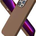 ORNARTO Compatible with iPhone 13 Pro Case 6.1, Slim Liquid Silicone 3 Layers Full Covered Soft Gel Rubber Case Cover 6.1 inch-Brown