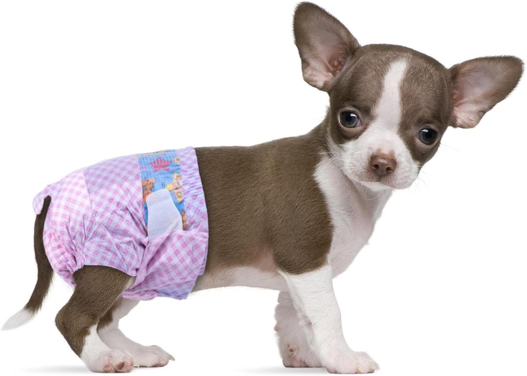 Disposable Female Dog Diapers, Puppy Diapers with Adjustable Elastic Waistline for Female Dog or Cat in Heat, Incontinence, Diaper with Wetness Indicator. (XXS-20 Count) (XXS-20 Count)