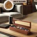 Watch Box, Watch Case for Men Women with Large Glass Lid, Wooden Watch Display Storage Box with 6 - Slots, Retro Walnut Mens Watch Box Organizer